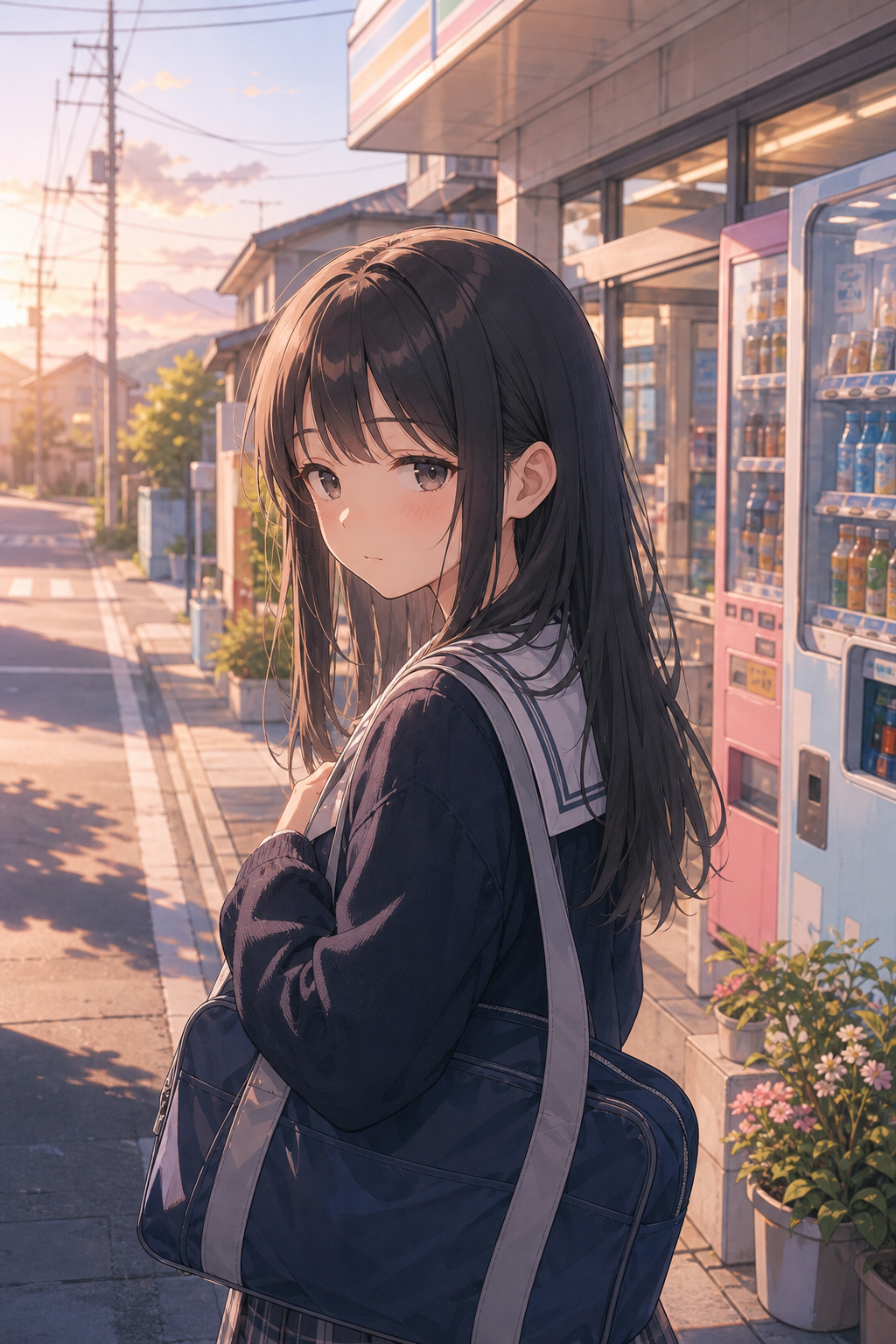 清晨便利店少女_Japanese Anime Convenience Store Portrait